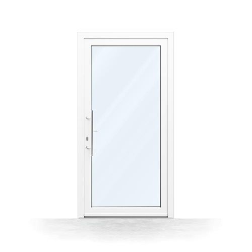 Porte d'entrée vitrée sécurisée, PVC, 760x1885 mm ou sur mesure, blanche, double vitrage, ouvrant gauche, avec isolation thermique, modèle Tarbes Image