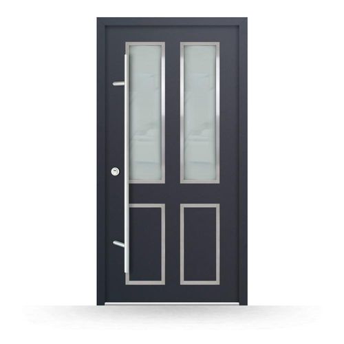 Porte d'entrée acier gris anthracite, 1000 x 2000 mm ou sur mesure, ouverture sur la gauche vers l’intérieur, modèle Montélimar Image