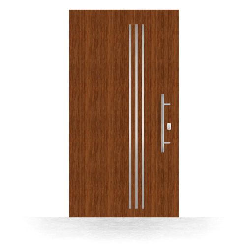 Porte d'entrée imitation bois, Chêne doré, PVC, HT400, 760 x 1885 mm ou sur mesure, double vitrage, modèle Vitry-sur-Seine Image