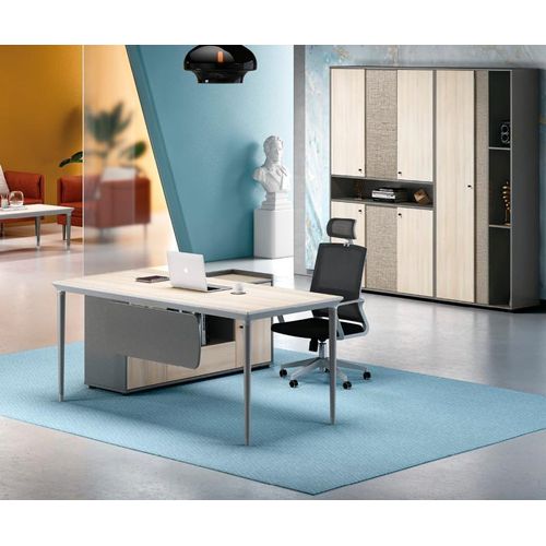 Schreibtisch Arbeitstisch Ecke Tisch Büromöbel Holz Grau Bürotisch