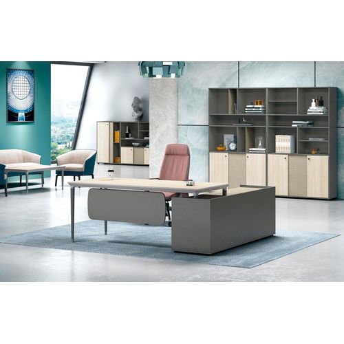 Arbeitstisch Ecke Tisch Bürotisch Schreibtisch Büromöbel Holz Grau