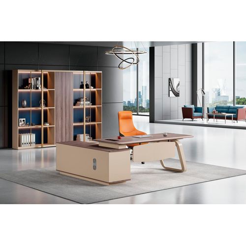 Büromöbel Ecke Schreibtisch Bürotisch Arbeitstisch Tisch Holz Beige