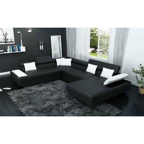 Ledersofa Sofa Couch Polster Eck Garnitur Wohnlandschaft XXL Big Ecksofa 2719D