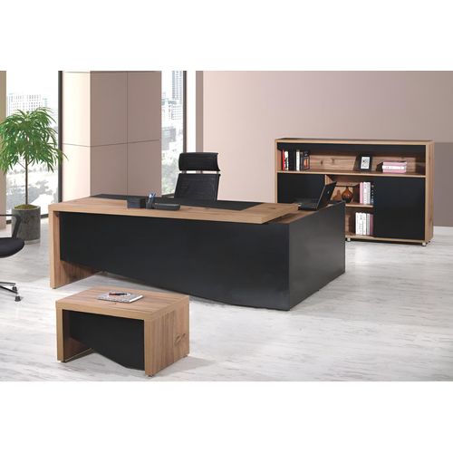 Arbeitszimmermöbel Komplette Eckbürotisch 3tlg Holz Schwarz Büromöbel