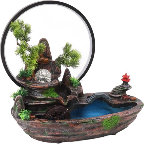 Rockery Running Water Fountain Dekoration Indoor Rockery Wasserbrunnen Feng Shui Ornament mit Lampe Zerstäuber