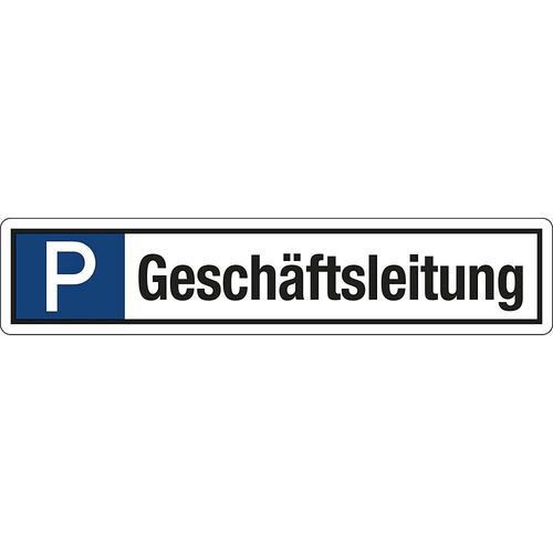 Parkplatzkennzeichen, Aluminium, P / Geschäftsleitung, LxH 520 x 110 mm kaiserkraft