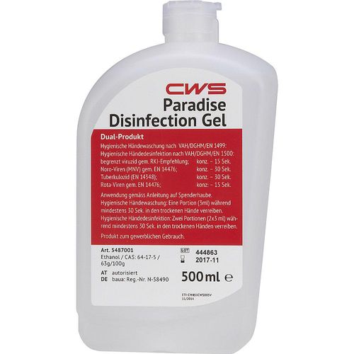 CWS Paradise Desinfektionsgel, VE 12 Flaschen à 0,5 l, erfüllt EN 1499 / EN 1500