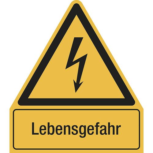 Kombischilder mit Text für Warnkennzeichen, Lebensgefahr, VE 10 Stk, Folie, LxH 210 x 240 mm kaiserkraft
