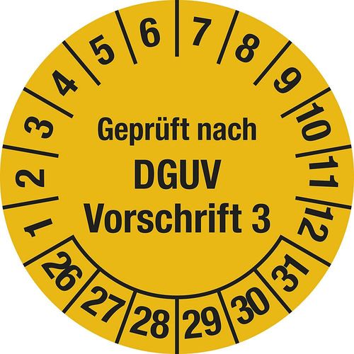 Geprüft nach DGUV, Dokumentenfolie, Ø 20 mm, 26 - 31, gelb kaiserkraft