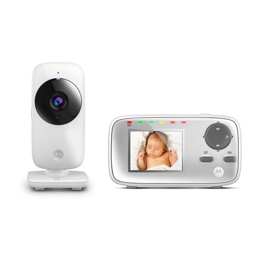 Motorola Nursery MBP 482 Video Babyphone / Baby-Überwachungskamera mit Zoom / 2.4 Zoll Farbdisplay / Infrarot-Nachtsicht und 300 Meter Reichweite, weiß
