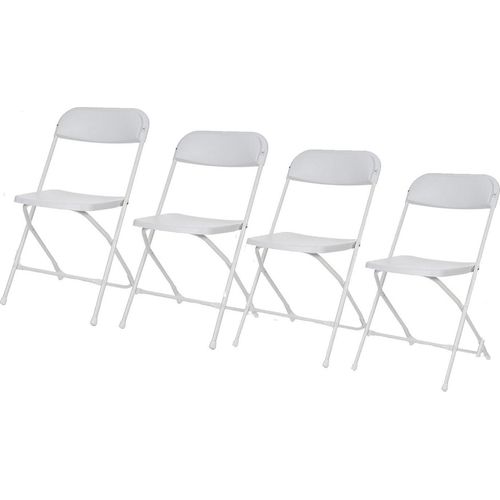 Klappstuhl 4er Set weiß, faltbarer Stuhl, Campingstuhl klappbar, Terrassenmöbel