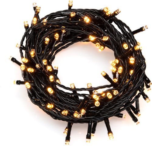Micro LED Lichterkette, 1200 bernsteinfarbene Dioden, 24V, Außen (IP44), schwarzes Kabel