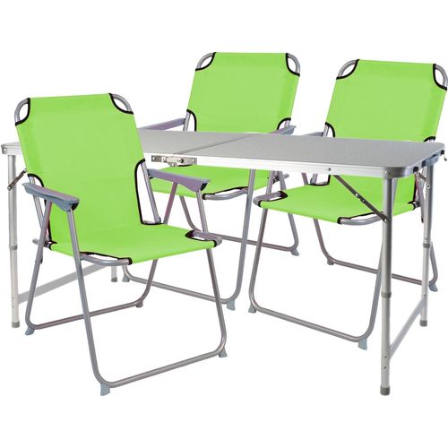 4-teiliges Campingmöbel Set Aluminium Limegrün robust 120x60x58/70cm