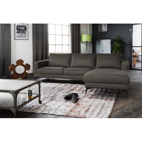 KAWOLA Sofa BLOOM Recamiere rechts Leder grau