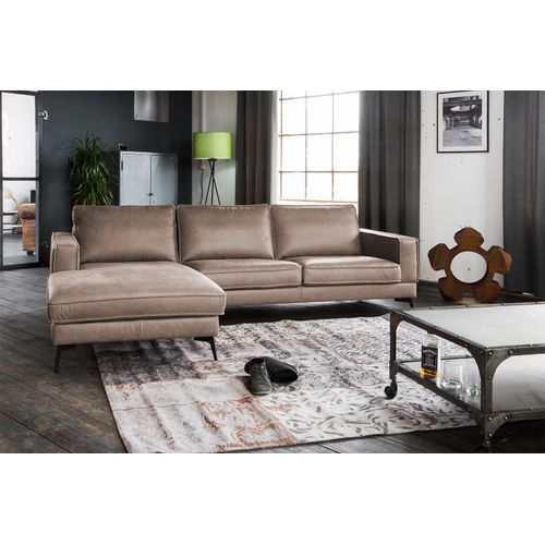 KAWOLA Sofa BLOOM Recamiere links Leder taupe