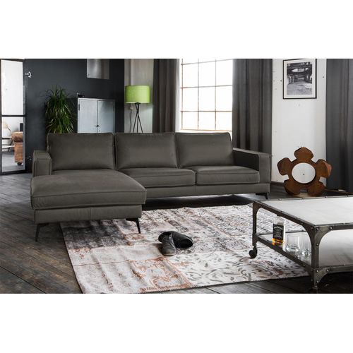 KAWOLA Sofa BLOOM Recamiere links Leder grau