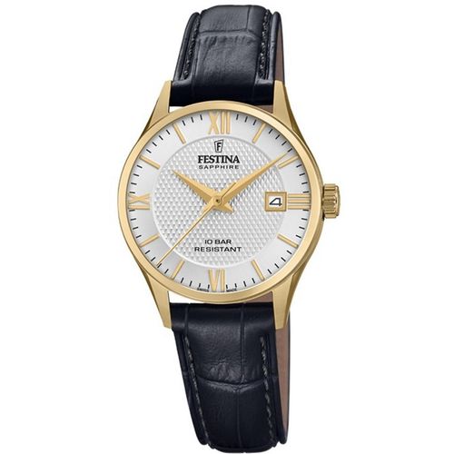 Festina F20011/1 Schweitzer Uhrwerk Uhr Damenuhr Leder Datum schwarz