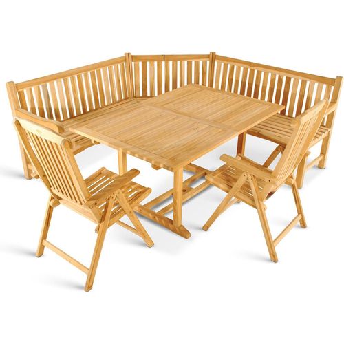 Gartenmöbel Set 4tlg mit Eckbank Teak Gartentisch ausziehbar 180-240 cm KUBA/ARUBA
