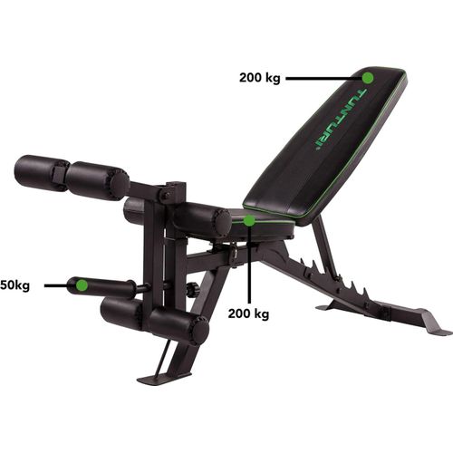 Tunturi UB60 Verstellbare Hantelbank / Trainingsbank / Schrägbank / Utility Bench mit beincurler