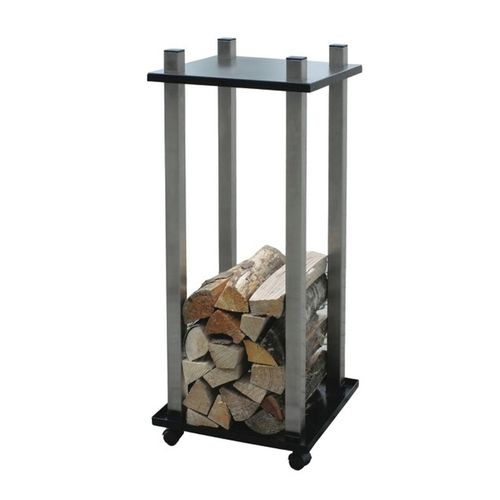 Kaminholzregal / Holzablage mit Rollen Lienbacher Edelstahl 101cm