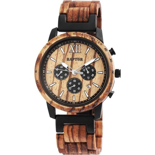 Raptor Herren Uhr Holz Armbanduhr Zebraholz RA20255-003