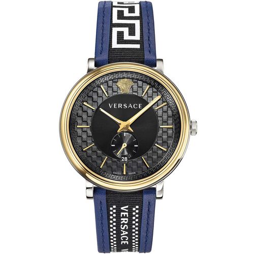 Versace VEBQ01419 V-Circle Greca Edition silber gold blau schwarz Herren Uhr NEU