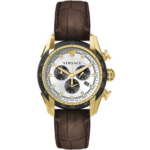 Versace VEDB00619 V-Ray Chronograph roségold braun Leder Armband Uhr Herren NEU