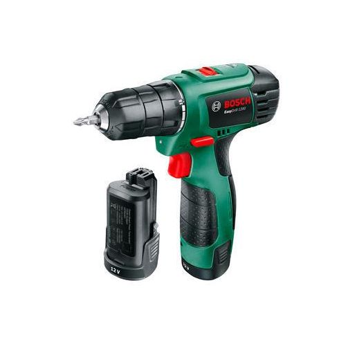 Bosch Easydrill 1200 Akku-Bohrmaschine, 1,5 Ah Akkukapazität, 12 V Akkuspannung, variable Geschwindigkeit, Rechts-/Linkslauf, inklusive 2 Lithium-Ionen-Akkus und Ladegerät