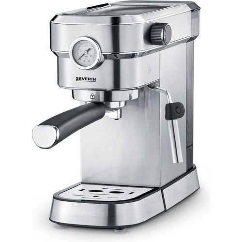 Espressomaschine Espresa Plus inklusive Set SEVERIN KA 5994 ca. 1350 W KA 5995 aus Edelstahl, gebürstetschwarzsilber Espressomaschine Siebträgermaschine Kaffeemaschine Mit Milchschäumer Barista Kaffeemaschine Siebträger Kaffeemaschine
