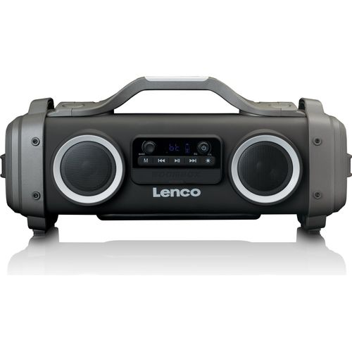 Lenco SPR-200BK - Spritzwasserfester Bluetooth®-Lautsprecher UKW Radio USB und micro SD mit Lichteffekten - Schwarz