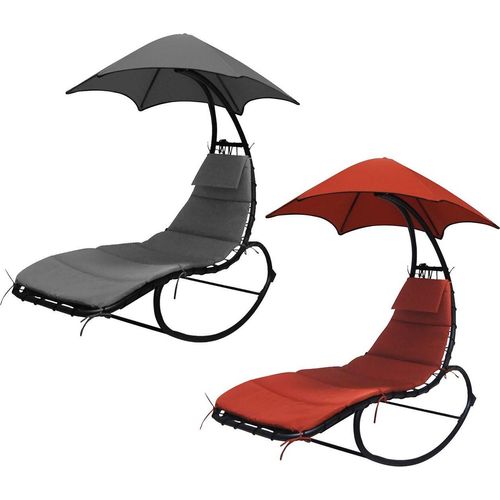 Linder Exclusiv Garten-Liegestuhl mit Sonnenschirm Rot
