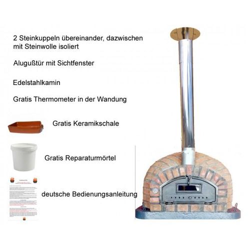 Steinofen Rustic Pizza AL 110 inkl. Kaminrohr und Regenhut Zubehör Holzbackofen: ohne Zubehör