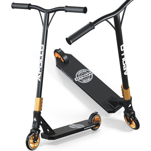 Apollo Stunt Scooter - Genesis Pro X Competition | High End Stuntscooter, ABEC 9 Kugellagern | Trick Roller mit 120mm Wheels und Alu Core | Stunt Scooter Erwachsene Edition |Tretroller, Stuntroller, - Black/Gold