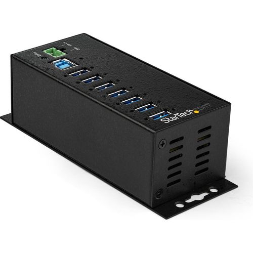 StarTech.com USB 3.0 Hub 7 Ports Schwarz 5Gbps Überspannungsschutz DIN-Schiene