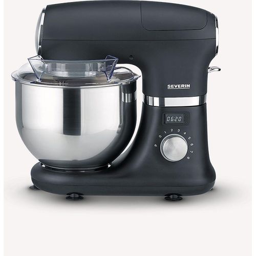 SEVERIN Küchenmaschine KM 3897 1.000 W Knethaken Flachrührer Schneebesen KM 3897 aus Aluminium, mattschwarzsilber Food Processor Mixer Zerkleinerer Zerkleinerer Küche Elektrisch