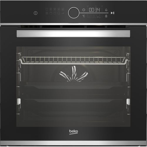 Beko BBIM13400XPSE Einbau-Elektrobackofen, Glasdekor, 72 l Volumen, 59,4 cm Breite, Energieklasse A+, Ober-/Unterhitze + Umluft, Hitzeschutz-TÃ1/4r, Selbstreinigungsfunktion, Display, integrierte Uhr