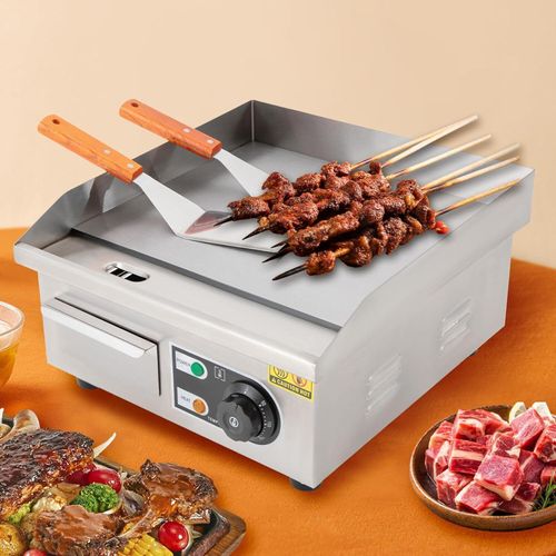 2000W 220V Kommerzielle Elektrische Grillplatte, Edelstahl Grill mit Schaufeln und Ölbürsten