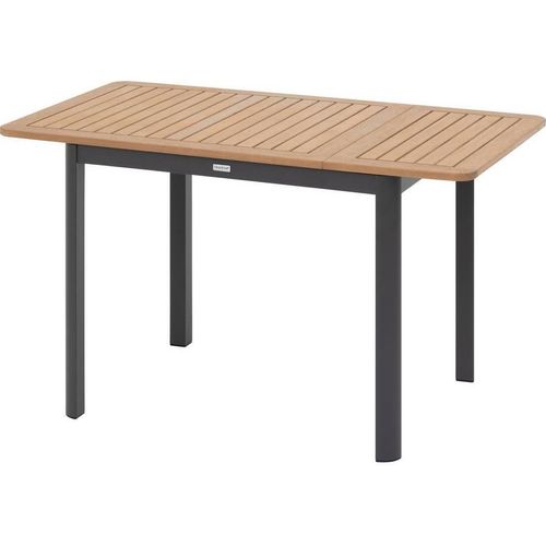 Ausziehbarer Gartentisch FOLYA Eukalyptus & Graphit - 4 Plätze - Epoxidbeschichtetes Aluminium - -es Eukalyptusholz - Hespéride