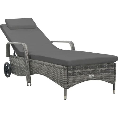 Sonnenliege mit Rädern Poly Rattan Anthrazit