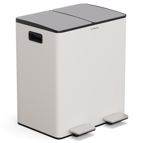 Klarstein EcoVista Mülleimer - 40L Abfalleimer mit 2 Fächern & 3L Komposteimer, Soft-Close, Edelstahl, Küchen-Abfalleimer, Mülltrennsystem