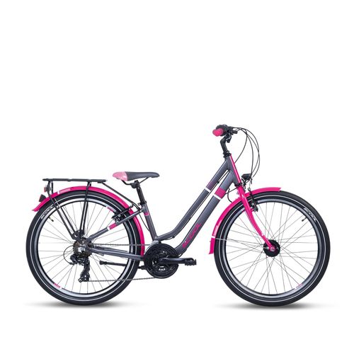 S'COOL chiX twin 24 Zoll 21-Gang Shimano Dark Grey/Pink | Kinderfahrrad | Jugendfahrrad | 24 Zoll | leichtes Fahrrad | 21 Gang