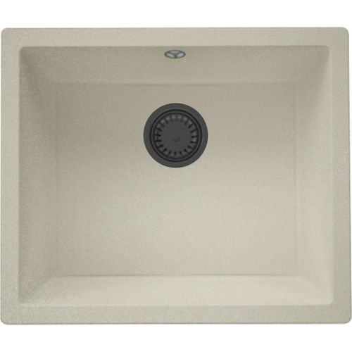 GraniteMy Universal Granit Beige Sand Spülbecken 50x40 cm für Aufsatz-, Unterbau- und Flächenbündige Montage mit Gunmetal-Stöpsel - 1208967930