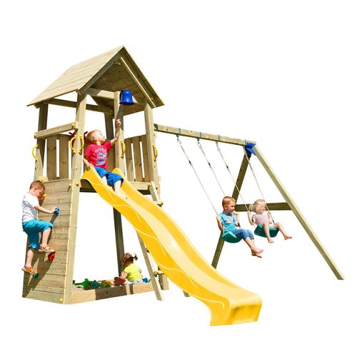 Spielturmking Spielturm BELVEDERE mit Rutsche + Doppelschaukel - Gelb 1,20 m DH204