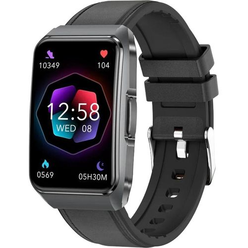 Elegante Neo 2 Smartwatch mit schwarzem Rindslederarmband – Stilvolle Technologie am Handgelenk