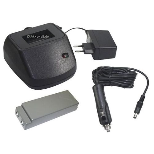 Ladegerät + Akku für Kransteuerung inkl. Netzteil 100V-240V + 12-24V KFZ 1-Ladefach für Palfinger Scanreco 590 592 593