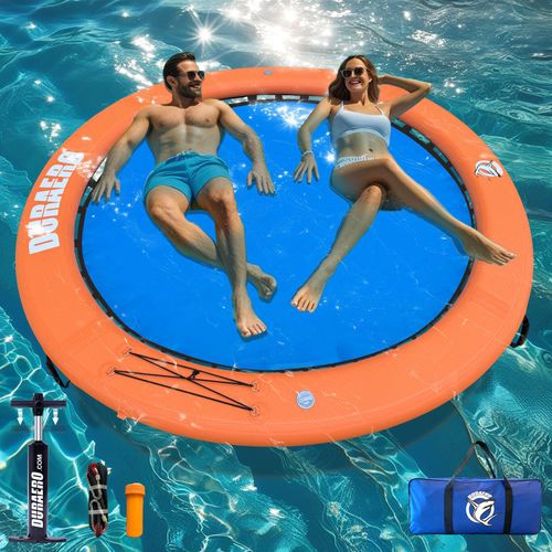 Aufblasbare Wasser-Hängematte, Rundes Schwimmdock, Schwimmring für See & Pool, Großes Familien-Insel-Float für Mehrere Personen & Partys