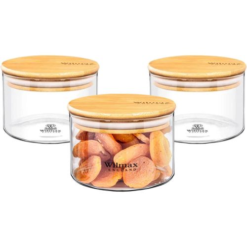 Wilmax Vorratsdosen mit Deckel - 3er-Set - 400 ml - Glasbehälter für Küche