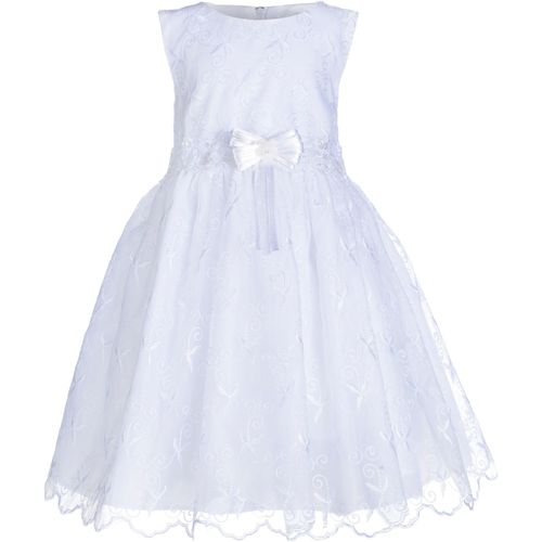 Taufkleid HAPPY GIRLS, Mädchen, Gr. 104, N-Gr, weiß, Web, Spitze, Obermaterial: 100% Polyester, festlich, figurumspielend ca. Mitte Wade, Rundhals, ohne Ärmel, Kleider, mit aufgesetzter Schleife vorne in der Taille