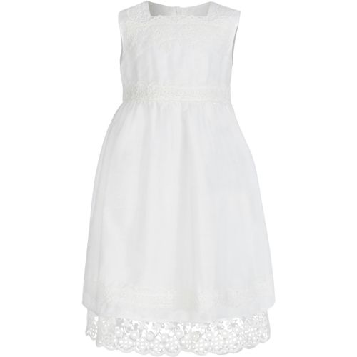 Taufkleid HAPPY GIRLS, Mädchen, Gr. 110, N-Gr, beige (ecru), Web, Spitze, Obermaterial: 40% Baumwolle, 30% Polyamid, 30% Polyester, festlich, lang, eckiger Ausschnitt, ohne Ärmel, Kleider