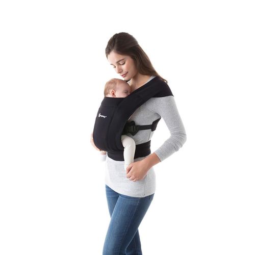 Ergo Baby Babytrage Embrace , Pure Black , Textil , 17.4x12.4x26.5 cm , Oeko-Tex® Standard 100, AGR-geprüft , Bauchtragefunktion, Schultergurte über